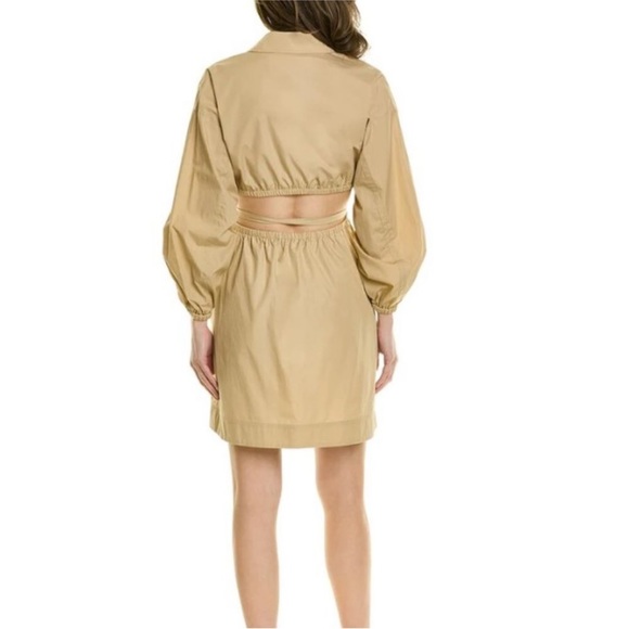 Derek Lam 10 Crosby Jayce Cutout Shirt Dress Size 10 Light Khaki - Picture 2 of 11